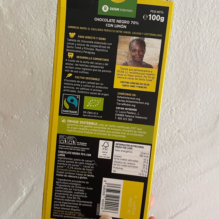 photo of Tierra Madre Chocolate 70% BIO Limón shared by @pauladelriver on  08 Sep 2025 - review