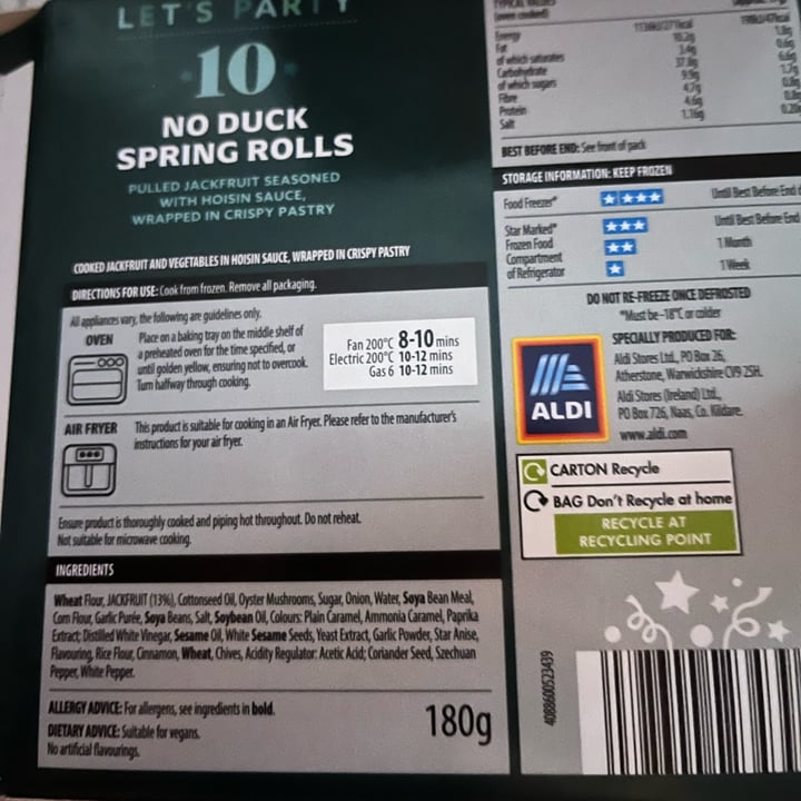photo of Let’s Party No Duck Spring Rolls -Aldi shared by @infinitelove on  27 Jan 2025 - review