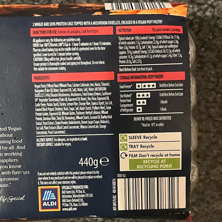 photo of ALDI Specially Selected 2 No Beef Wellingtons shared by @ameriamber on  09 Dec 2024 - review