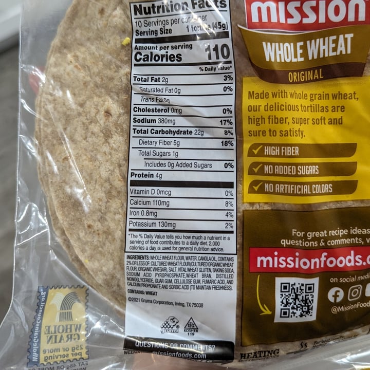 photo of Mission Foods Whole wheat original tortilla shared by @tina360 on  30 Apr 2024 - review