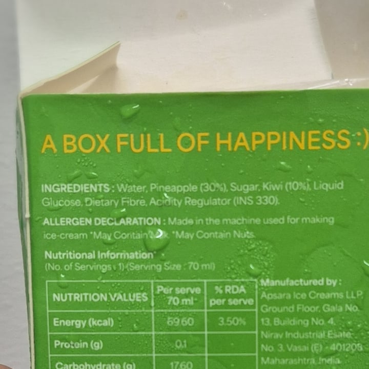 photo of Apsara Ice Creams Pinakiwi Masti Popsicle shared by @indianveganstuff on  21 Aug 2025 - review