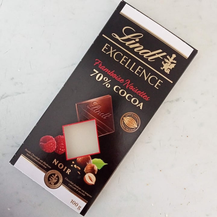 photo of Lindt Chocolate Excellence Noir 70% Cocoa Framboise Noisettes shared by @raydaf on  07 Mar 2024 - review