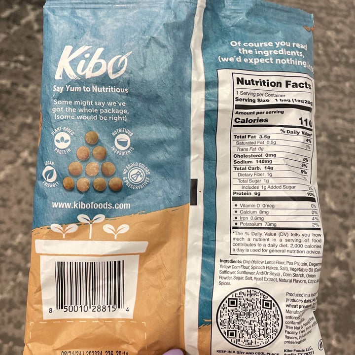 photo of Kibo lentil chips maui onion shared by @vivalaviolet on  13 Feb 2024 - review