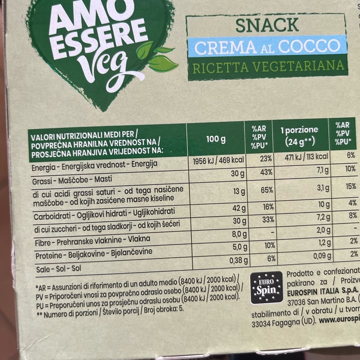 photo of Amo Essere Veg snack crema al cocco shared by @lucyvegan83 on  04 Apr 2025 - review