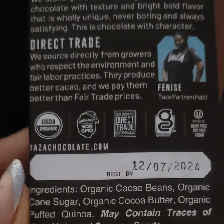 photo of Taza Chocolate Cacao Crunch 80% Dark Chocolate With Puffed Quinoa shared by @yunafreya on  15 Jul 2024 - review