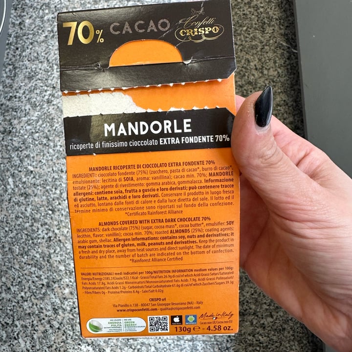 photo of Confetti Crispo Mandorle Ricoperte Di Finissimo Cioccolato Extra Fondente 70% shared by @adele91m on  12 Mar 2025 - review