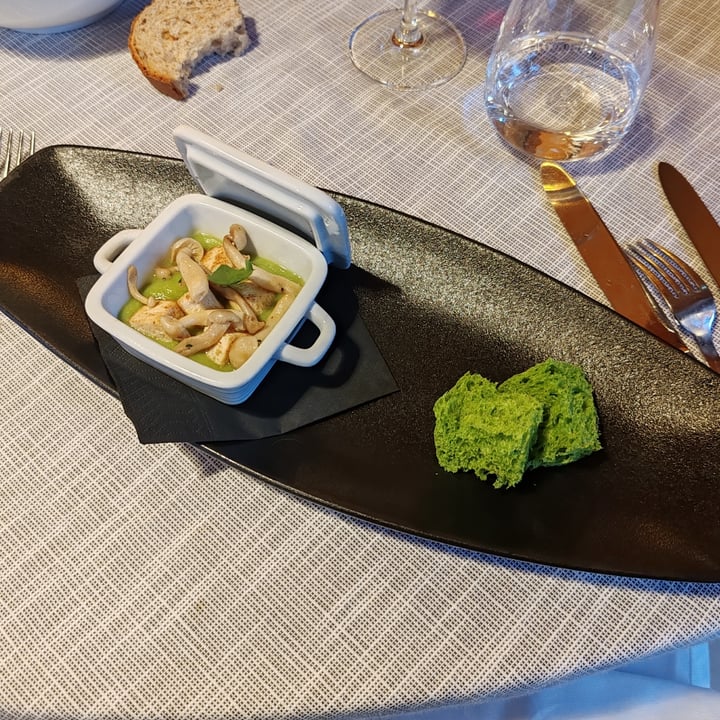photo of Grand Hotel Terme di Comano Tofu e funghi in salsa di piselli con spugna di basilico shared by @cristina-sordi on  11 May 2024 - review
