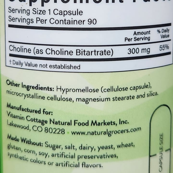 photo of natural grocers choline shared by @brtjohns on  07 Oct 2025 - review