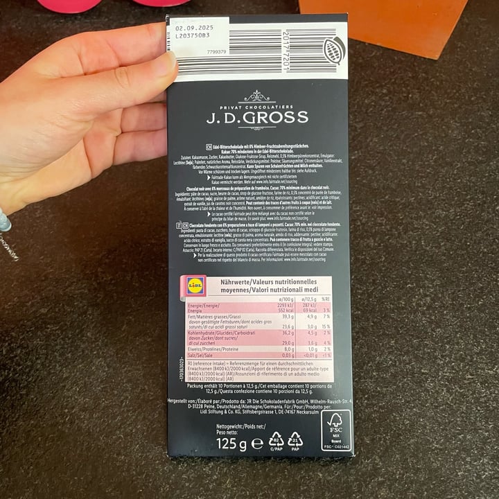 photo of J. D. Gross Cioccolata ai lamponi shared by @sarabras on  01 Mar 2024 - review