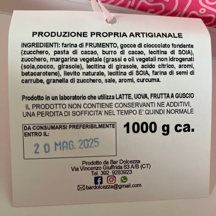 photo of Dolcezza Vegolomba con maxi gocce di cioccolato fondente shared by @aleglass on  20 Apr 2025 - review