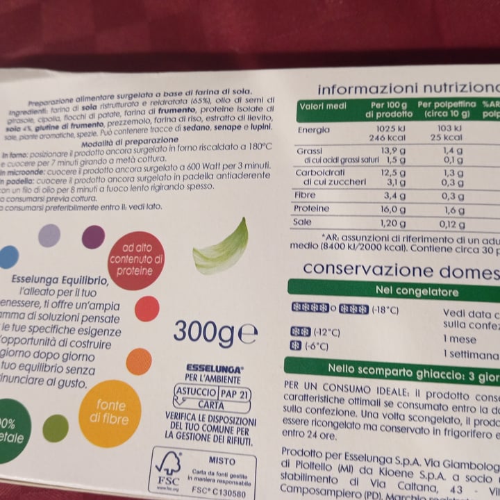 photo of Esselunga equilibrio polpettine vegetali shared by @nanaspooky on  16 Jan 2025 - review