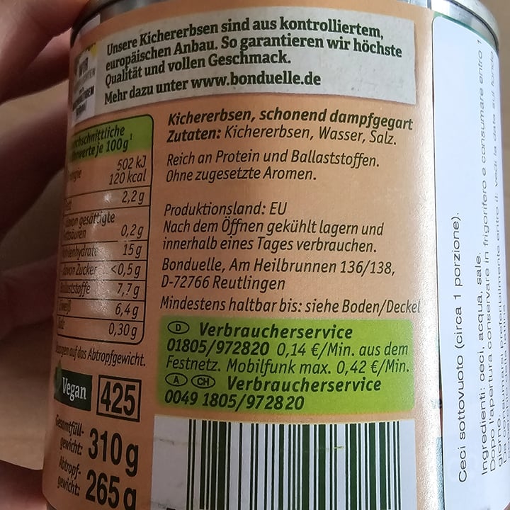 photo of Bonduelle Kicher Erbsen shared by @jennycom on  20 Jun 2024 - review