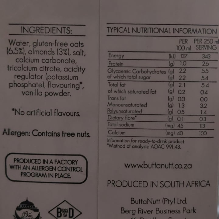 photo of ButtaNutt Vanilla Almond Mylk shared by @ecobunny on  11 Oct 2025 - review