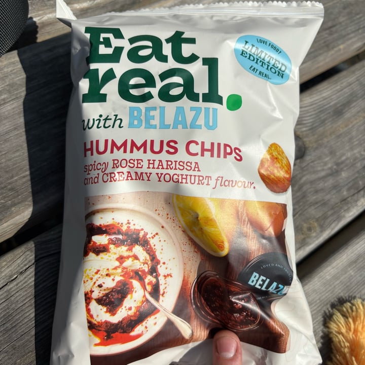 photo of Eat Real Rose Harissa & Creamy Yoghurt flavour hummus chips shared by @vegansuttonmama on  09 Aug 2025 - review