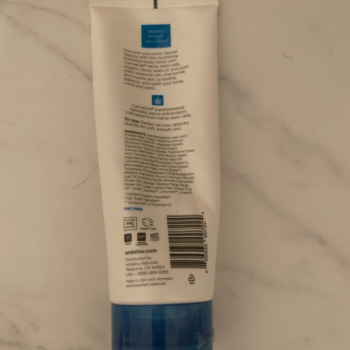photo of Andalou Naturals Chamomile & Myrtle Leaf Harmony CannaCell Botanical Body Lotion shared by @mandygvegan on  06 Jan 2024 - review