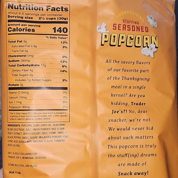 photo of Trader Joe's Thanksgiving Stuffing Seasoned Popcorn shared by @hanbanann on  05 Nov 2023 - review