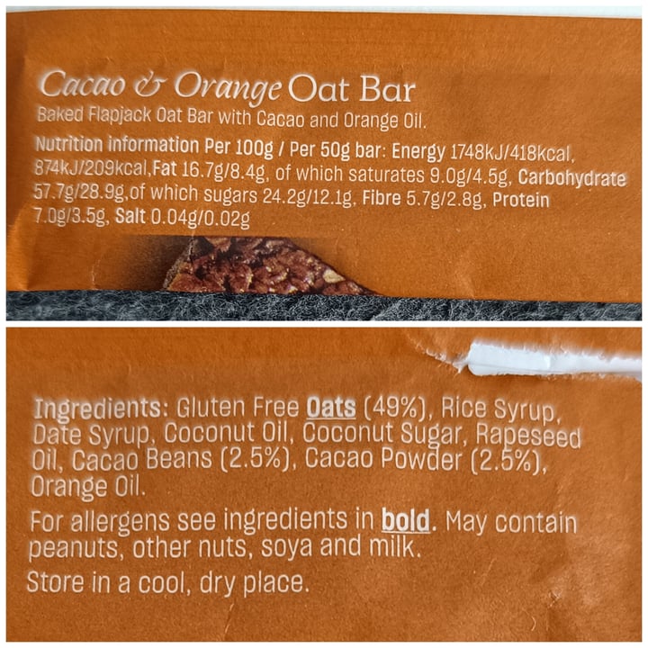 photo of Deliciously Ella Cacao & Orange Oat Bars shared by @torero on  23 Sep 2025 - review