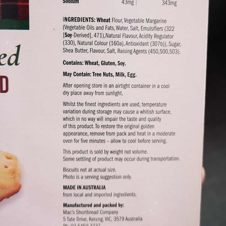 photo of Mac’s Shortbread Co Plant Based Shortbread Fingers shared by @sademosz on  21 Dec 2023 - review