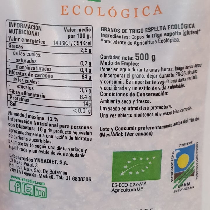 photo of Hijas del Sol Copos De Trigo Espelta Ecológica shared by @fivefeetvegan on  11 Apr 2024 - review