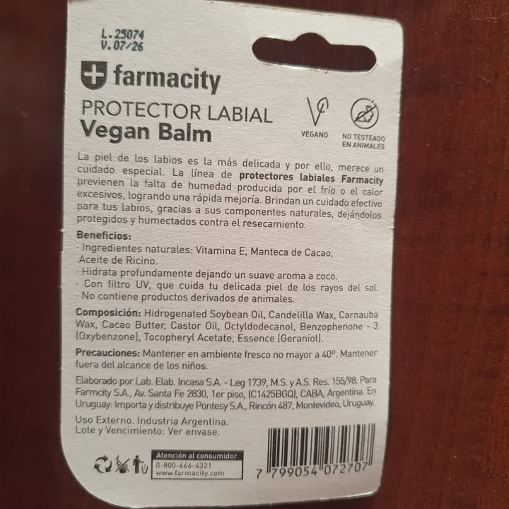 photo of Farmacity  Balsamo Labial Vegan Balm shared by @yukiita on  14 Sep 2024 - review
