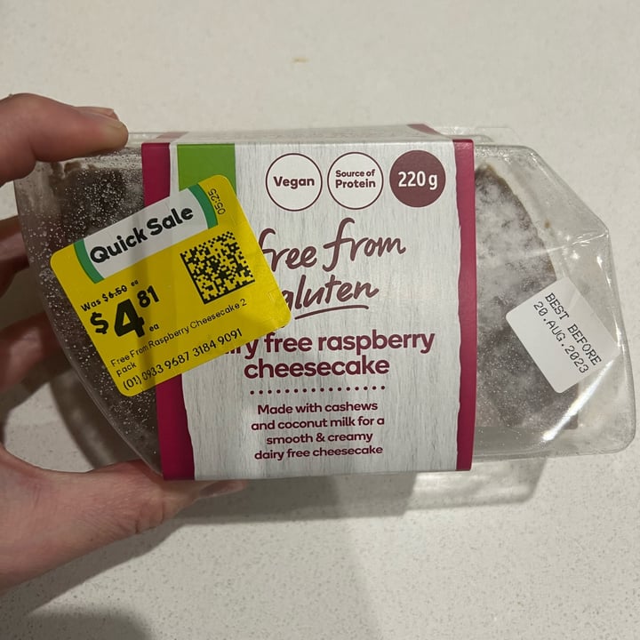 photo of Woolworths Dairy Free Raspberry Cheesecake shared by @jess-m-wright on  19 Aug 2023 - review