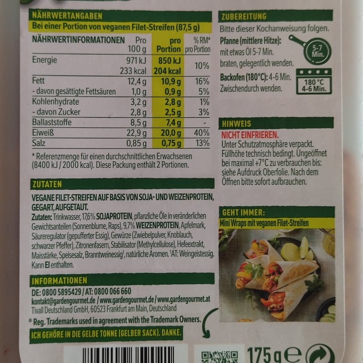 photo of Garden Gourmet Vegane Filet-Streifen shared by @martinadigabriele on  21 Aug 2025 - review