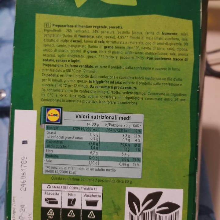 photo of Vemondo *Crunchy  Burgher*  Con Lenticchie E Spinaci shared by @marghe333 on  07 Jun 2024 - review