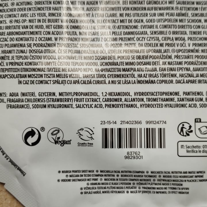 photo of PS... nourish strawberry printed sheet mask shared by @giuppino2017 on  30 Jul 2025 - review
