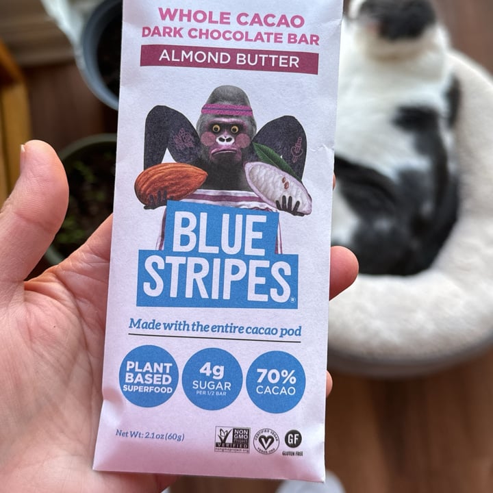 photo of Blue Stripes Urban Cacao Whole Cacao Dark Chocolate Bar Almond Butter shared by @regina- on  07 Mar 2024 - review