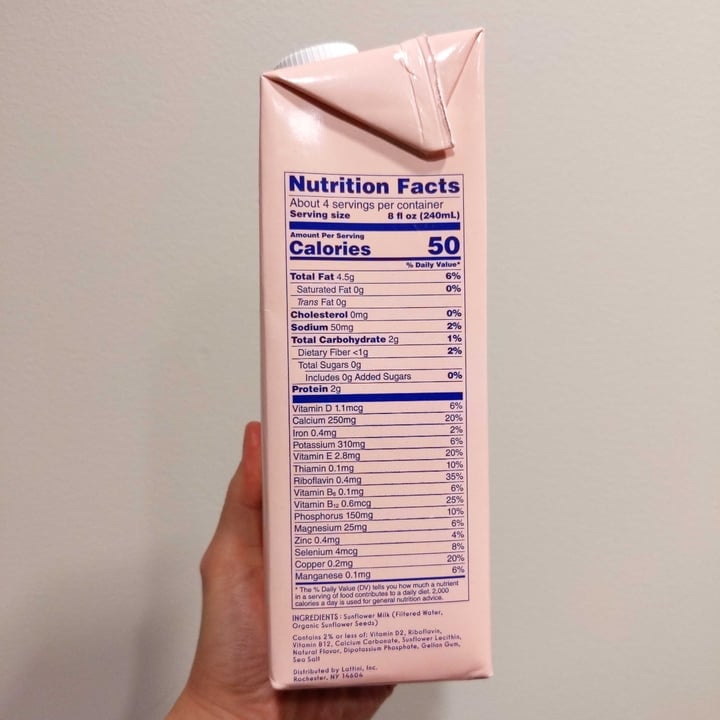 photo of Lattini unsweetened sunflower milk shared by @magnificentyak51 on  20 Mar 2024 - review