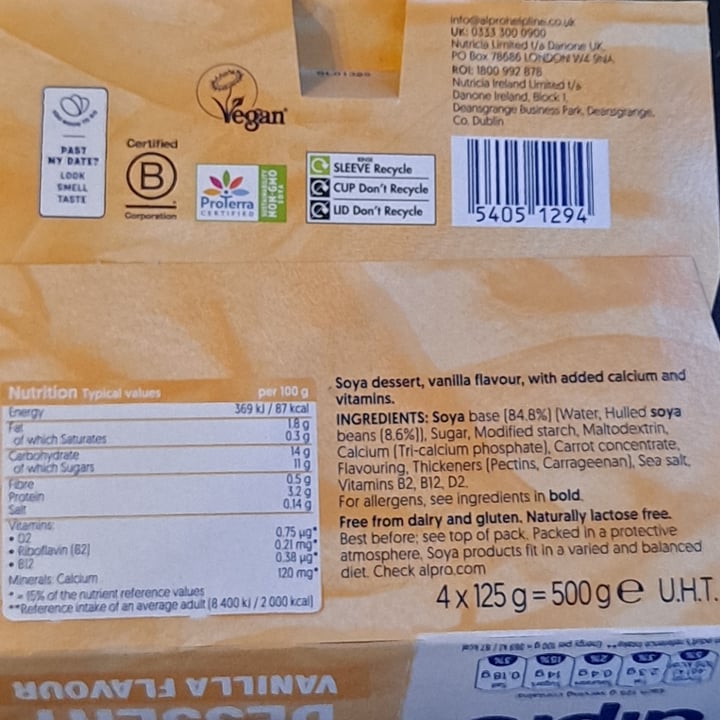 photo of Alpro Dessert Vanilla Flavour shared by @outgrowing8carnism on  05 Sep 2025 - review