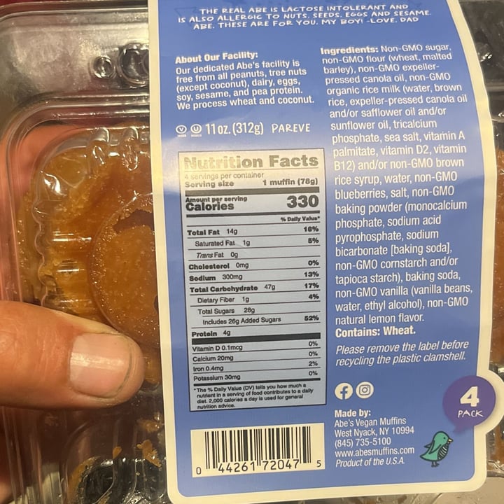 photo of Abe's Vegan Muffins Abe's Vegan One BIG Blueberry Muffin shared by @oshmorethstorm on  08 Sep 2025 - review