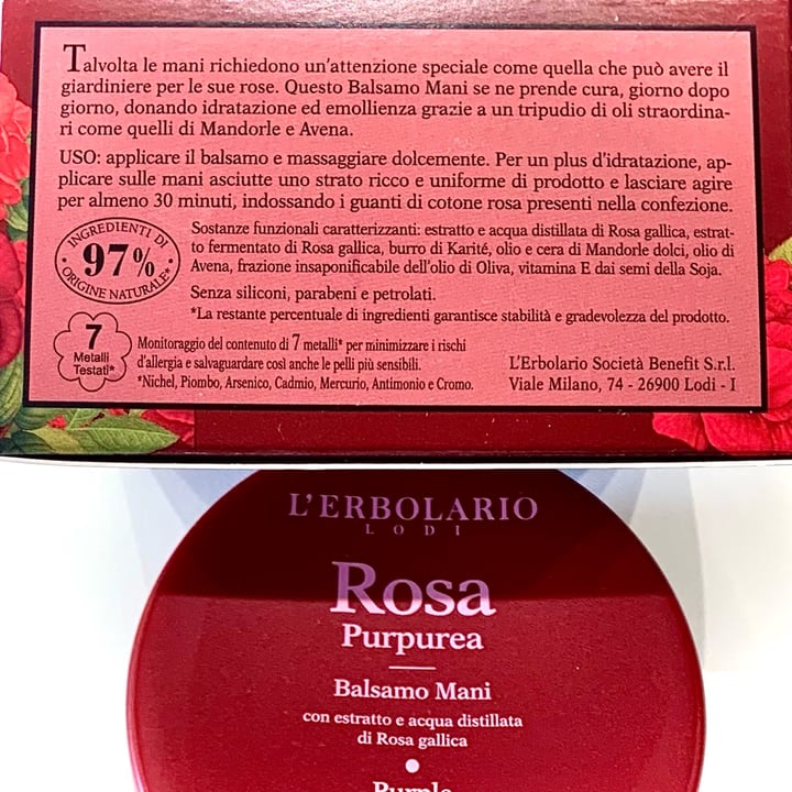 photo of L’Erbolario Balsamo mani Rosa Purpurea shared by @marabasso on  18 Apr 2024 - review