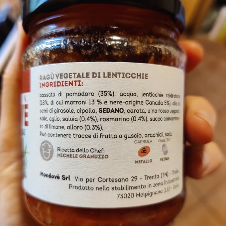 photo of Mondovè Ragù vegetale di lenticchie shared by @michelanice on  10 Apr 2024 - review