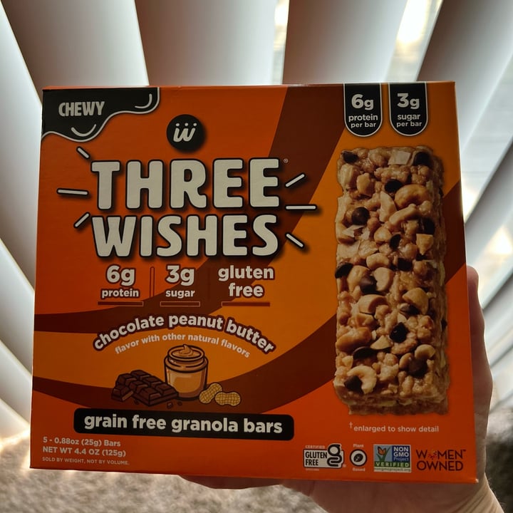 photo of Three Wishes Grain Free Granola Bars-Chocolate Peanut Butter shared by @ksvegan17 on  01 Aug 2025 - review