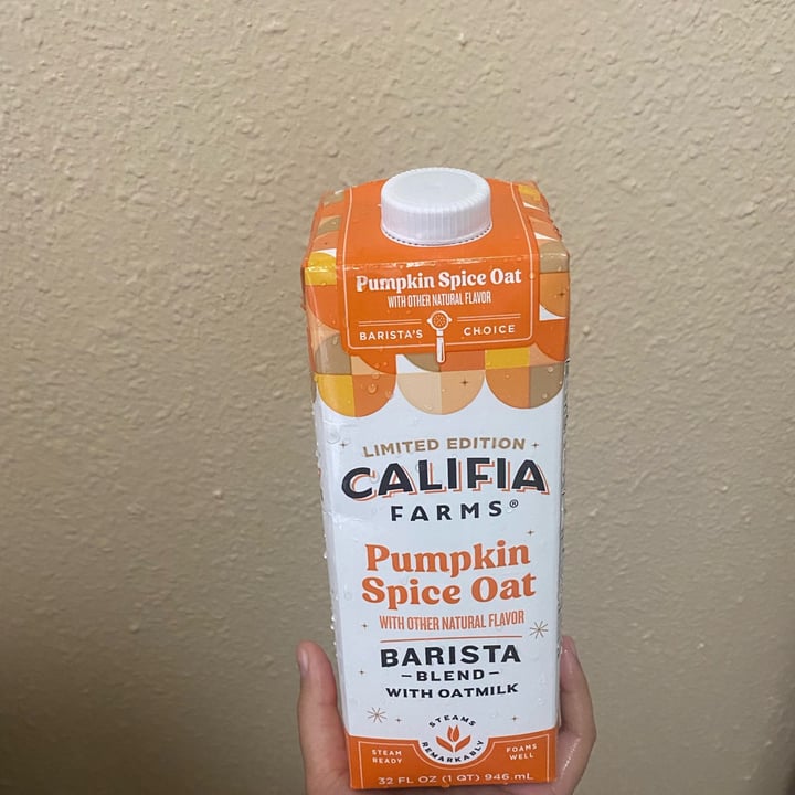 photo of Califia Farms Pumpkin Spice Oat Barista Blend with Oatmilk shared by @sustainablesam on  12 Nov 2023 - review