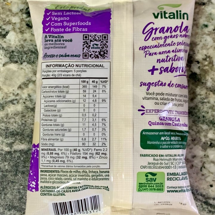 photo of Vitalin granola Chia Com Banana shared by @vimauro on  19 Sep 2023 - review