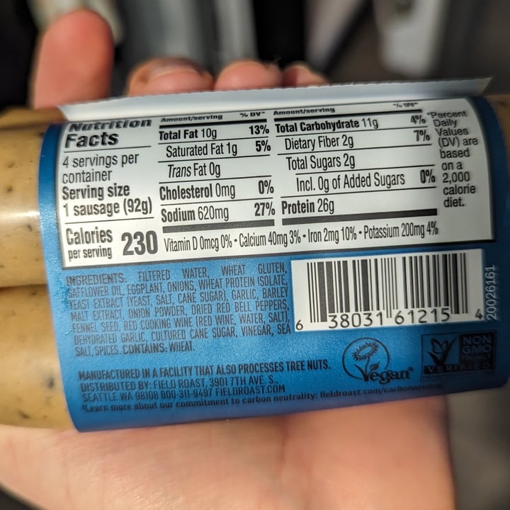 photo of Field Roast Italian Garlic & Fennel Plant-Based Sausages shared by @tina360 on  30 Apr 2024 - review