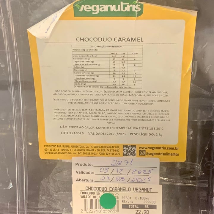 photo of Veganutris Chocoduo Caramel shared by @vimauro on  30 Sep 2025 - review