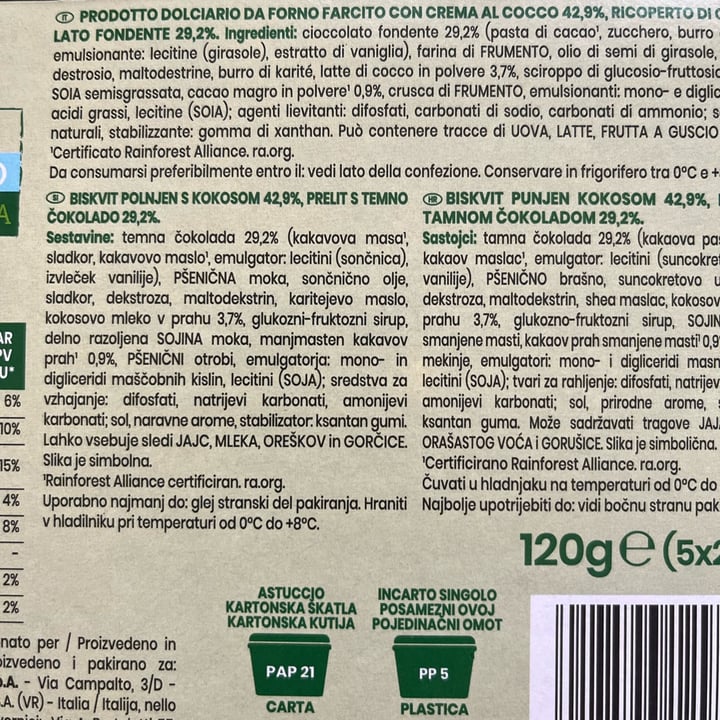 photo of Amo Essere Veg snack crema al cocco shared by @lucyvegan83 on  04 Apr 2025 - review