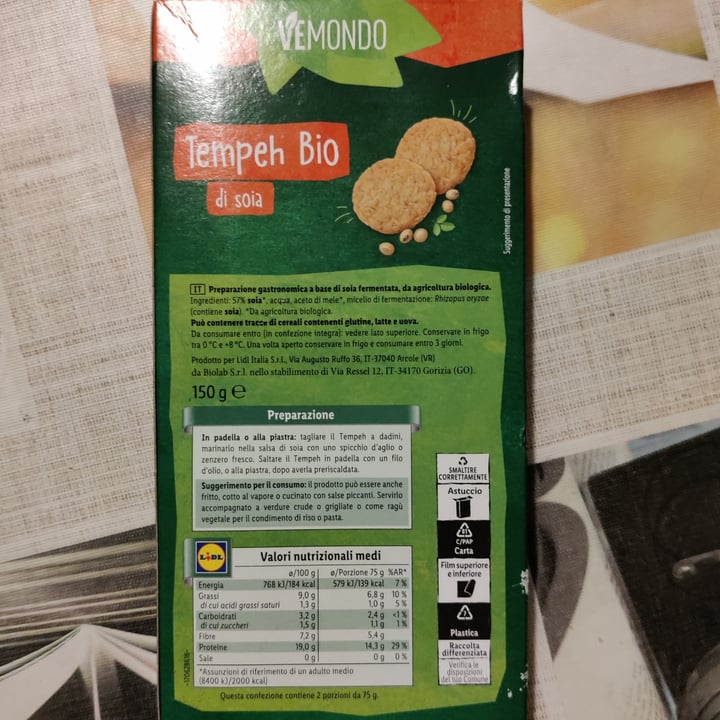 photo of Vemondo Bio Tempeh shared by @lucianothecat on  12 Apr 2024 - review