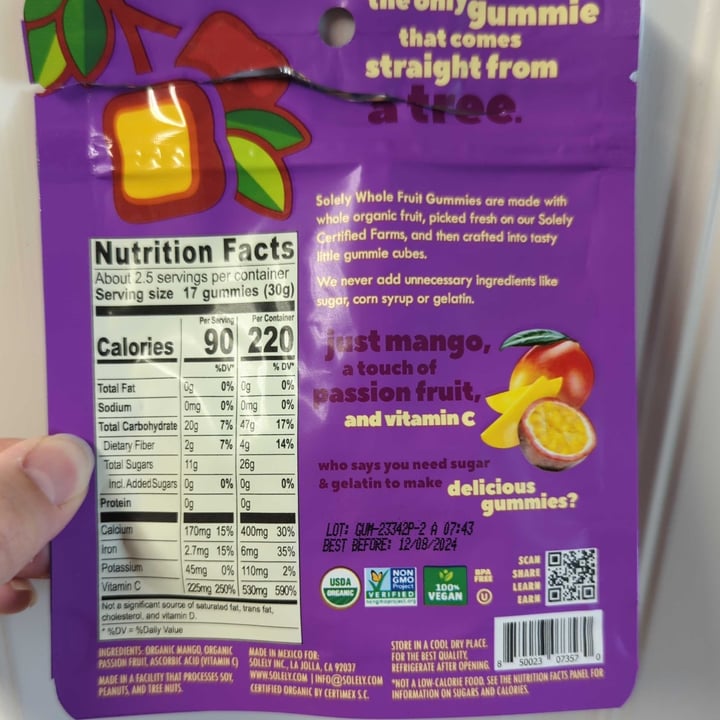 photo of Solely Mango & Passion Fruit Gummies shared by @regimack on  01 May 2024 - review