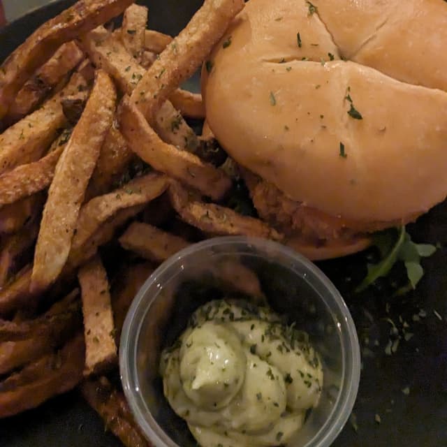 Photo of the dish “chickpea Burger And Fries”