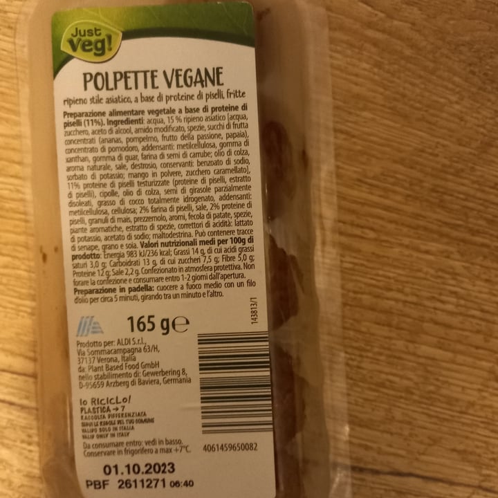 photo of Just Veg! (ALDI Italy) polpette vegane con ripieno Asiatico shared by @drone53 on  15 Sep 2023 - review