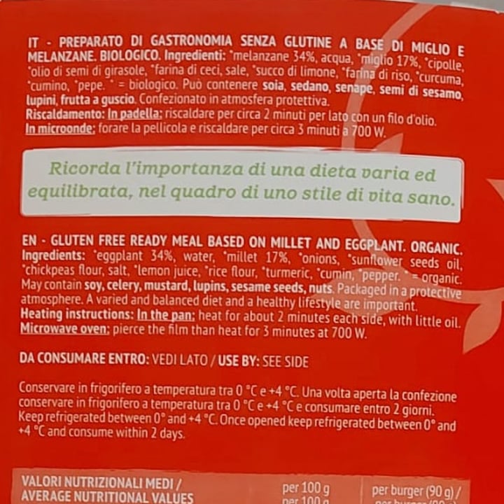 photo of Germinal Bio Burger melanzane e miglio shared by @martyveg9 on  03 Jul 2025 - review