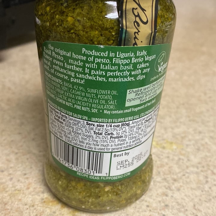 photo of Filippo Berio Basil Pesto Vegan shared by @karthick on  22 Nov 2023 - review