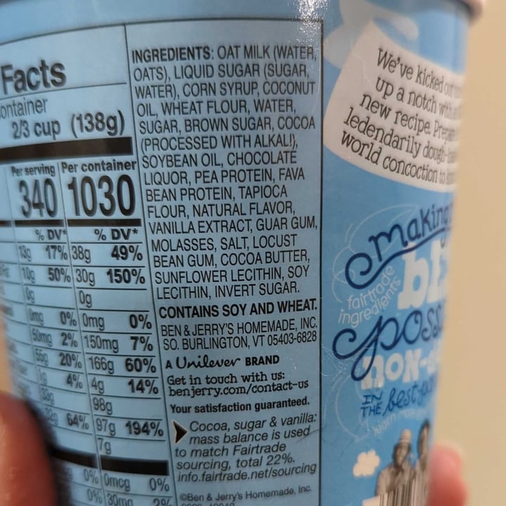photo of Ben & Jerry's chocolate chip cookie dough oat milk recipe shared by @regimack on  07 Mar 2024 - review