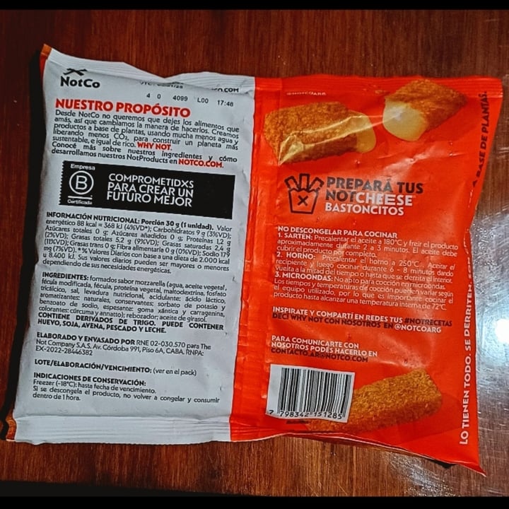 photo of NotCo bastones de muzzarela shared by @abiretamales on  09 Oct 2024 - review
