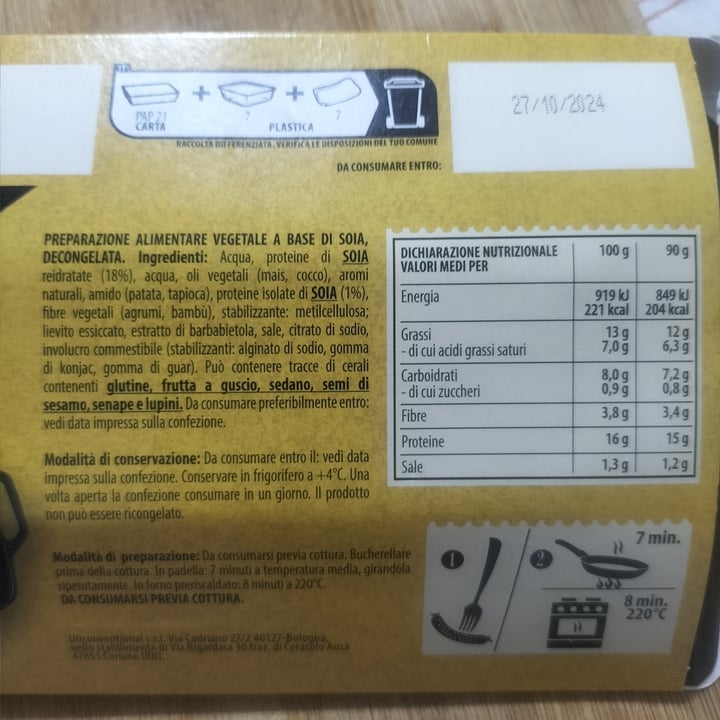 photo of Unconventional Salsicce Vegetali - Sausages shared by @bruinichiara on  27 Oct 2024 - review