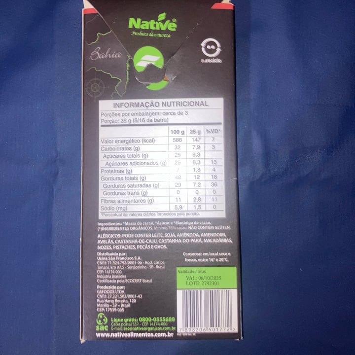 photo of Native Chocolate em barra shared by @gabrielli on  29 Jan 2025 - review